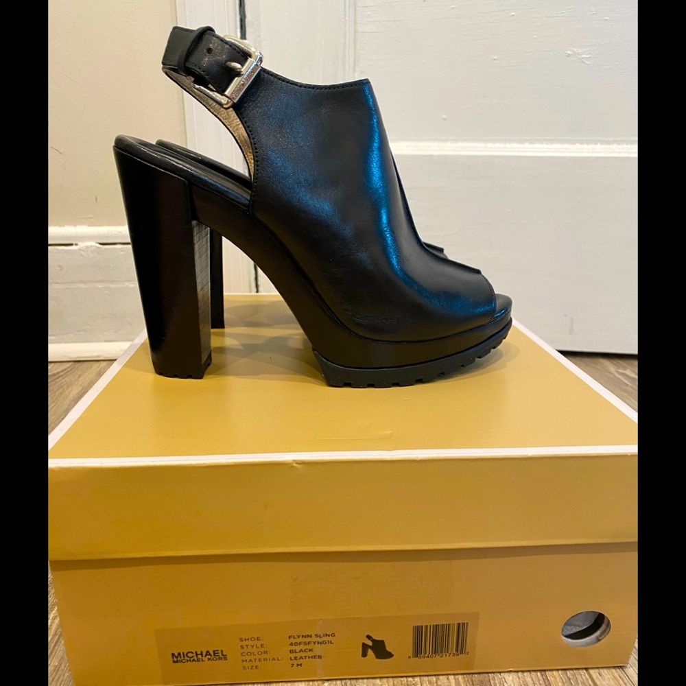 Flynn sling peeptoe Michael Kors black leather